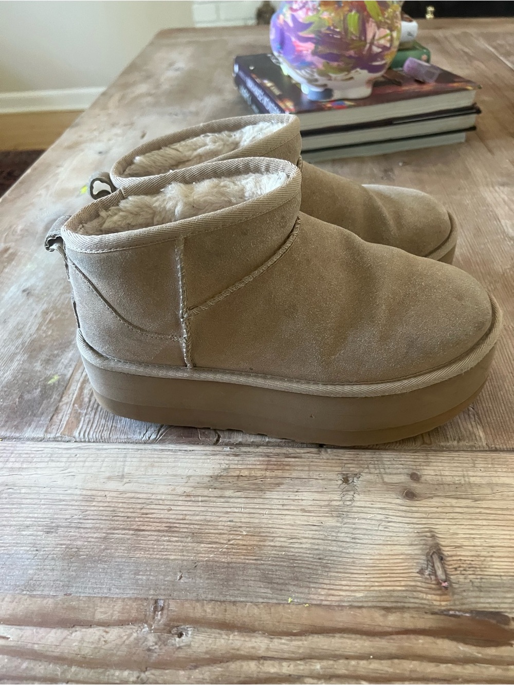 UGG Cream Faux Shearling Lined Boot Interior Label